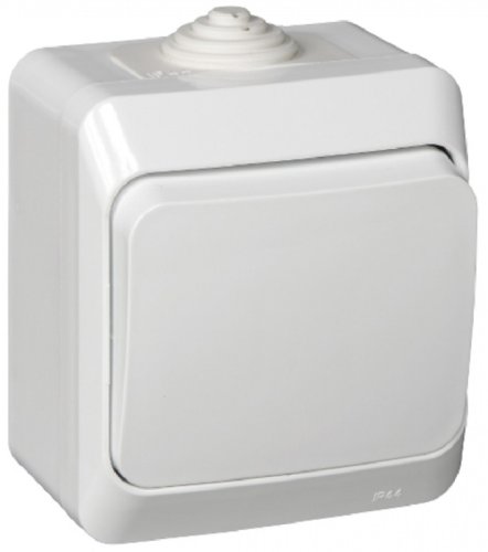 Выключатель накладной Systeme Electric Этюд 1-кл. IP44 белый картинка